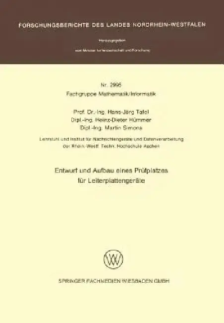 Cover of Entwurf Und Aufbau Eines Prüfplatzes Für Leiterplattengeräte