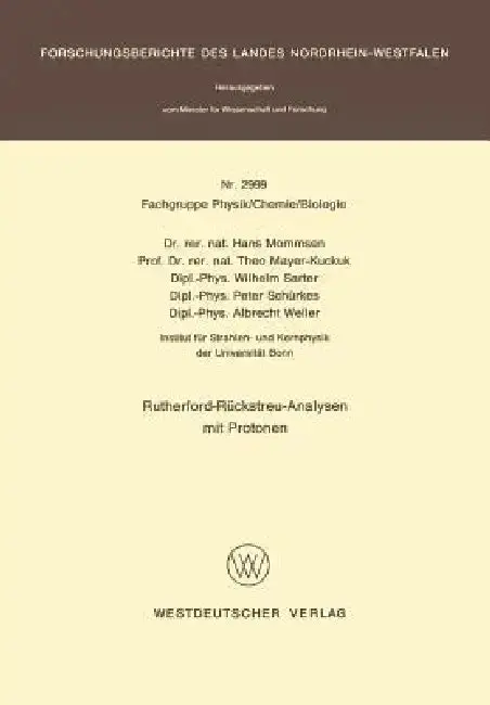 Cover of Rutherford-Rückstreu-Analysen Mit Protonen