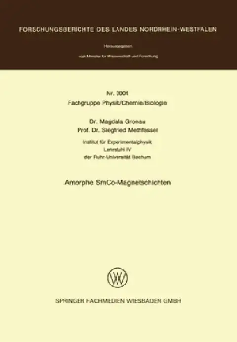 Cover of Amorphe SmCo-Magnetschichten
