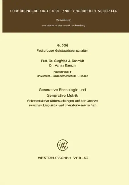 Cover of Generative Phonologie Und Generative Metrik