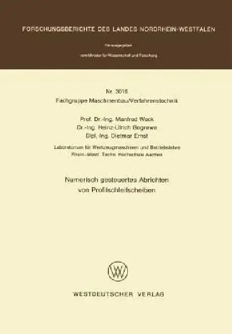 Cover of Numerisch Gesteuertes Abrichten Von Profilschleifscheiben