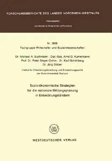 Cover of Sozio-Ökonomische Strategien Für Die Nationale Bildungsplanung in Entwicklungsländern