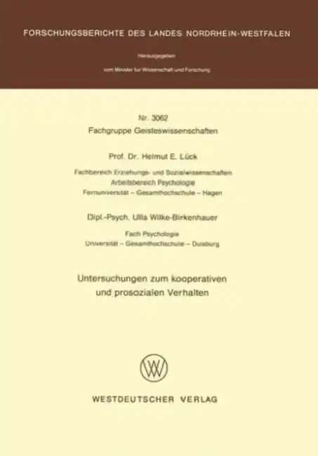 Cover of Untersuchungen Zum Kooperativen Und Prosozialen Verhalten