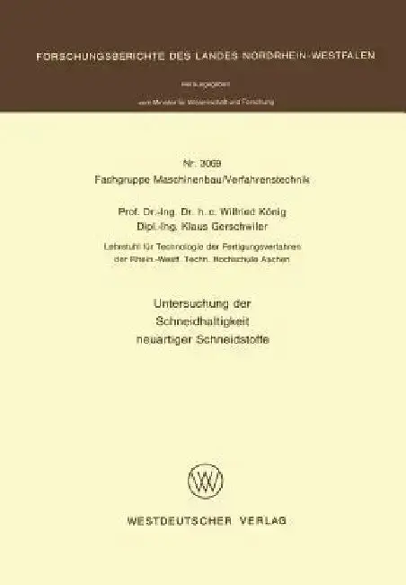 Cover of Untersuchung Der Schneidhaltigkeit Neuartiger Schneidstoffe