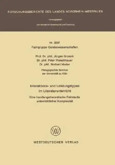 Cover of Interaktions- Und Leistungstypen Im Literaturunterricht