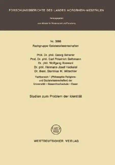 Cover of Studien Zum Problem Der Identität