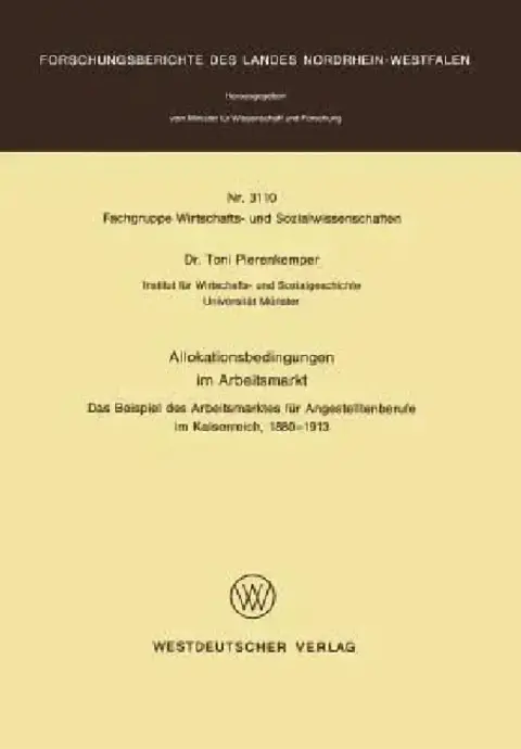 Cover of Allokationsbedingungen Im Arbeitsmarkt