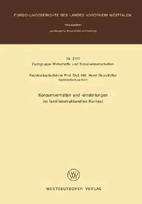 Cover of Konsumverhalten Und -Einstellungen Im Familienstrukturellen Kontext