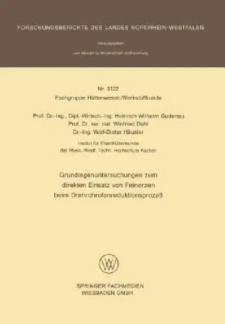 Cover of Grundlagenuntersuchungen Zum Direkten Einsatz Von Feinerzen Beim Drehrohrofenreduktionsprozeß