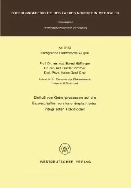 Cover of Einfluß Von Getterprozessen Auf Die Eigenschaften Von Ionenimplantierten Integrierten Fotodioden