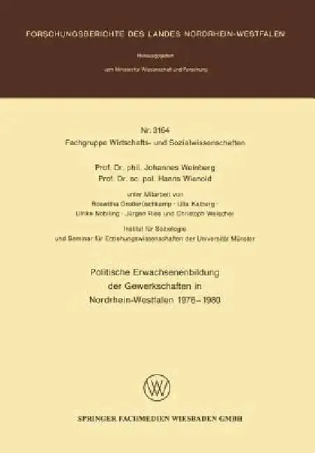 Cover of Politische Erwachsenenbildung Der Gewerkschaften in Nordrhein-Westfalen 1976 - 1980