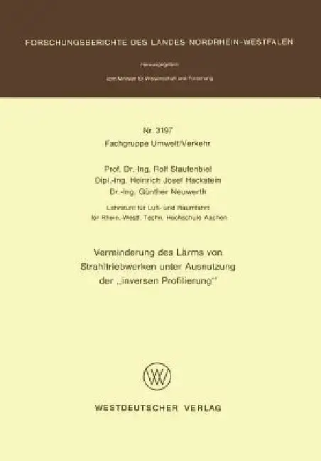 Cover of Verminderung Des Lärms Von Strahltriebwerken Unter Ausnutzung Der 'Inversen Profilierung'