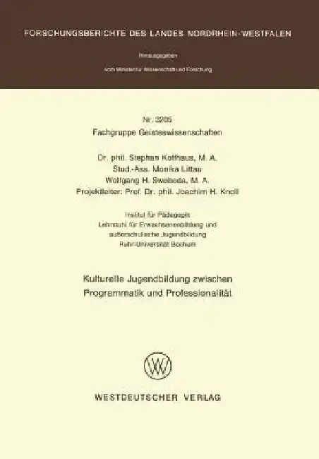 Cover of Kulturelle Jugendbildung Zwischen Programmatik Und Professionalität