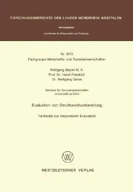 Cover of Evaluation Von Berufswahlvorbereitung