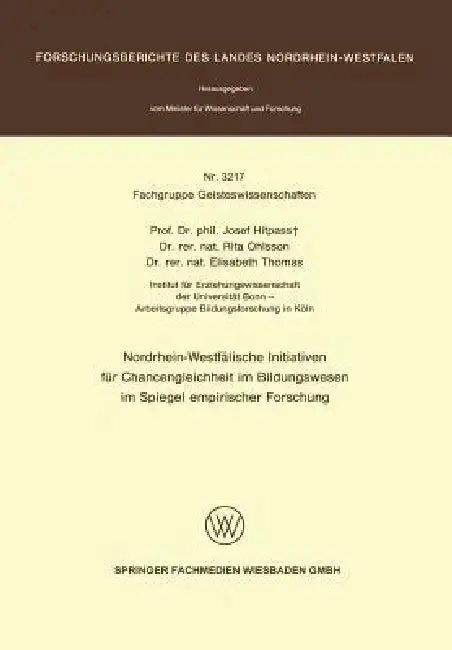 Cover of Nordrhein-Westfälische Initiativen Für Chancengleichheit Im Bildungswesen Im Spiegel Empirischer Forschung