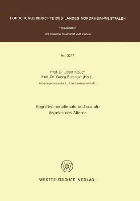 Cover of Kognitive, Emotionale Und Soziale Aspekte Des Alterns