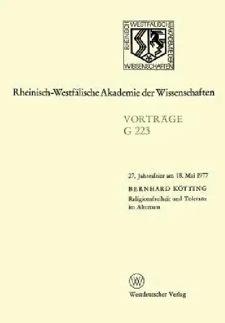 Cover of Religionsfreiheit Und Toleranz Im Altertum