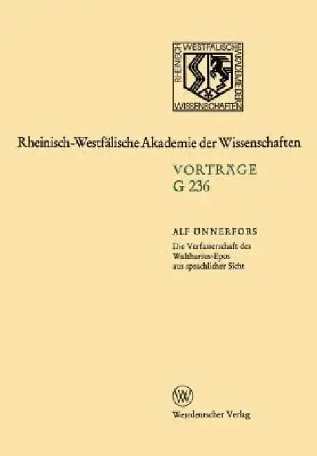 Cover of Die Verfasserschaft Des Waltharius-Epos Aus Sprachlicher Sicht