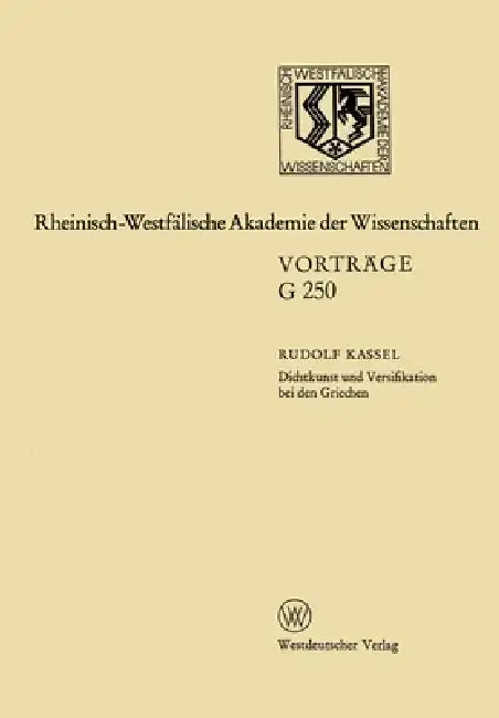Cover of Dichtkunst und Versifikation bei den Griechen