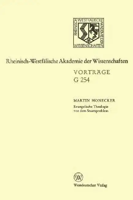 Cover of Evangelische Theologie VOR Dem Staatsproblem