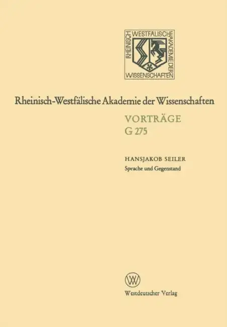 Cover of Sprache und Gegenstand