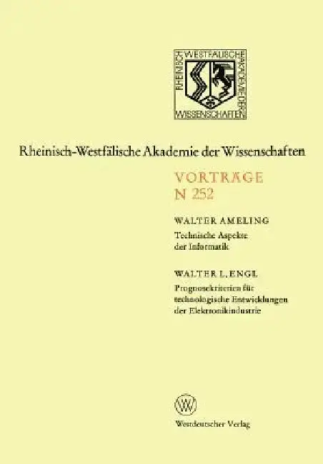 Cover of Technische Aspekte Der Informatik. Prognosekriterien Für Technologischen Entwicklungen Der Elektronikindustrie
