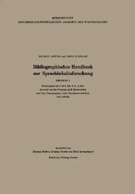 Cover of Bibliographisches Handbuch Zur Sprachinhaltsforschung