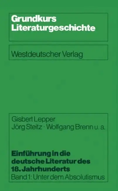 Cover of Einführung in Die Deutsche Literatur Des 18. Jahrhunderts