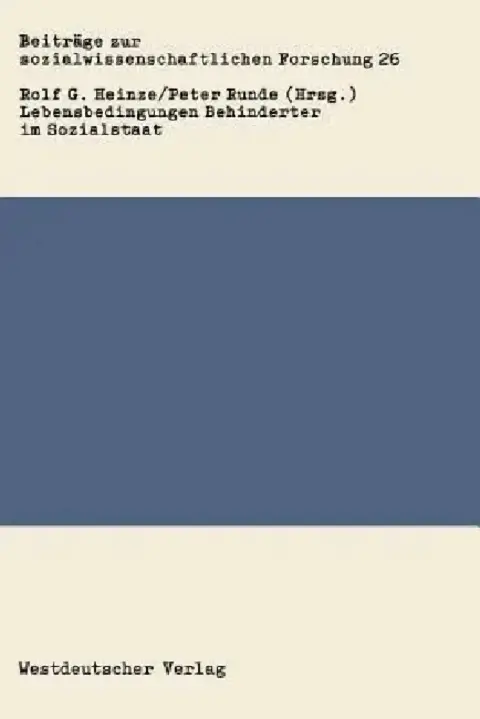 Cover of Lebensbedingungen Behinderter Im Sozialstaat
