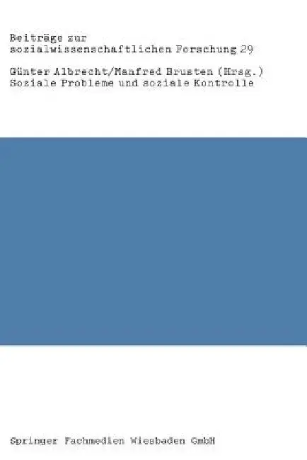 Cover of Soziale Probleme Und Soziale Kontrolle