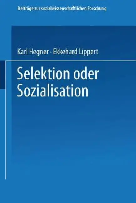 Cover of Selektion Oder Sozialisation