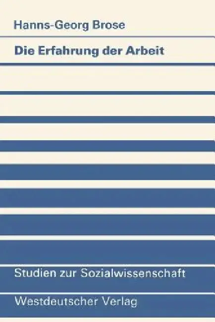 Cover of Die Erfahrung Der Arbeit