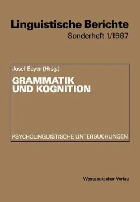 Cover of Grammatik Und Kognition