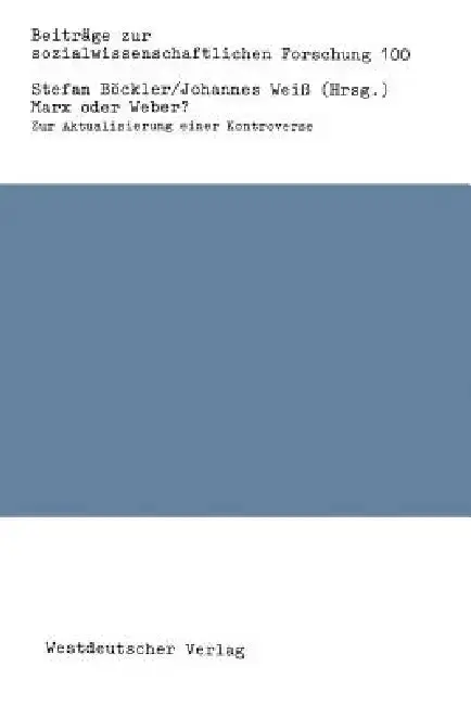 Cover of Marx Oder Weber?