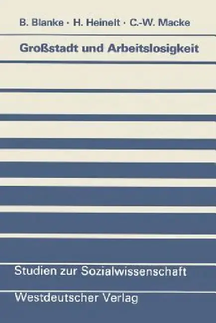 Cover of Großstadt Und Arbeitslosigkeit