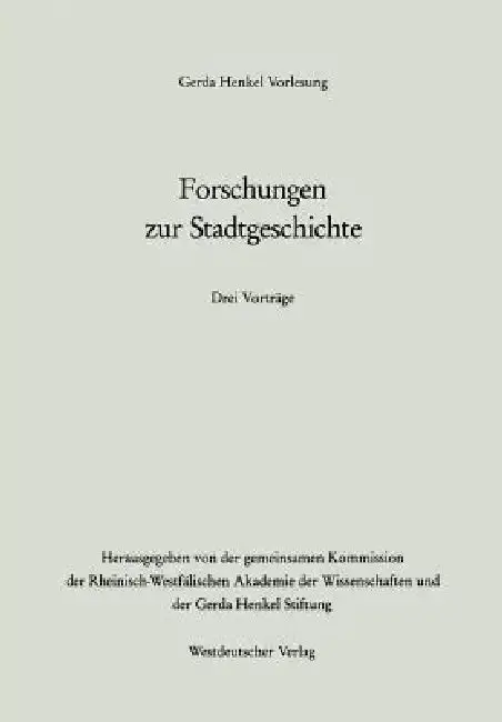 Cover of Forschungen Zur Stadtgeschichte
