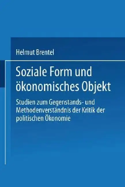 Cover of Soziale Form Und Ökonomisches Objekt