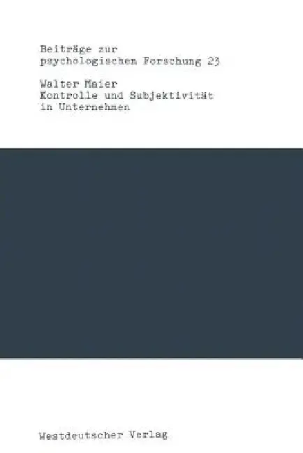 Cover of Kontrolle Und Subjektivität in Unternehmen