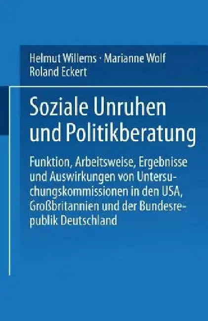 Cover of Soziale Unruhen Und Politikberatung