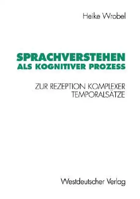 Cover of Sprachverstehen ALS Kognitiver Prozeß