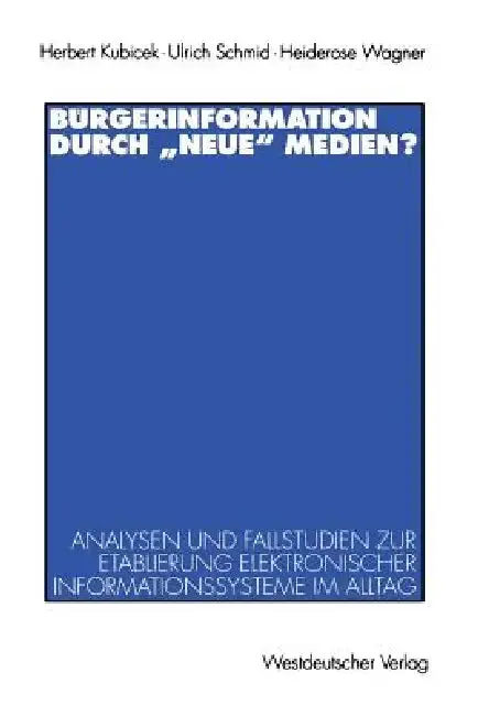 Cover of Bürgerinformation Durch "Neue" Medien?