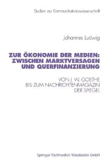 Cover of Zur Ökonomie Der Medien