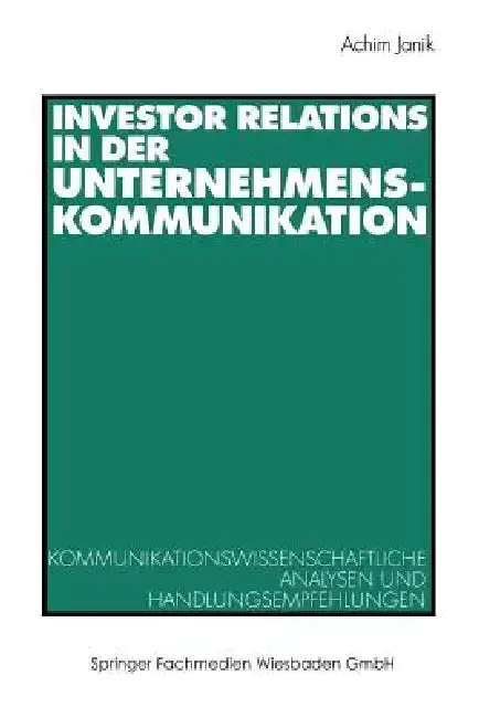 Cover of Investor Relations in Der Unternehmenskommunikation