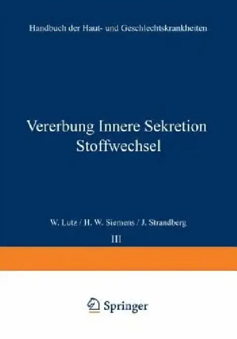 Cover of Vererbung Innere Sekretion Stoffwechsel