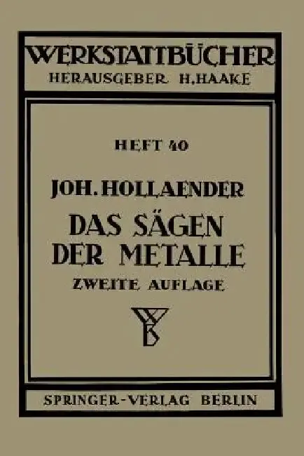 Cover of Das Sägen Der Metalle