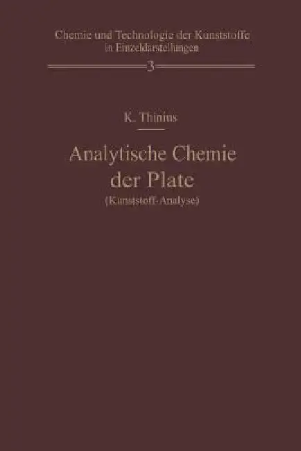 Cover of Analytische Chemie Der Plaste (Kunststoff-Analyse)