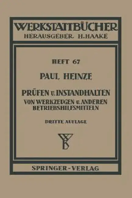 Cover of Prüfen Und Instandhalten Von Werkzeugen Und Anderen Betriebshilfsmitteln