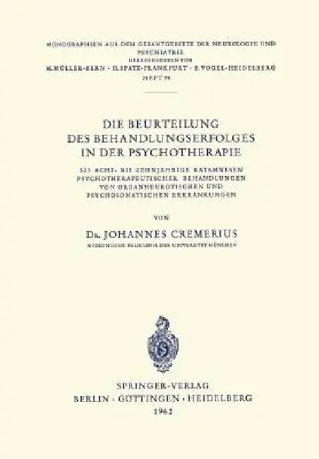 Cover of Die Beurteilung Des Behandlungserfolges in Der Psychotherapie
