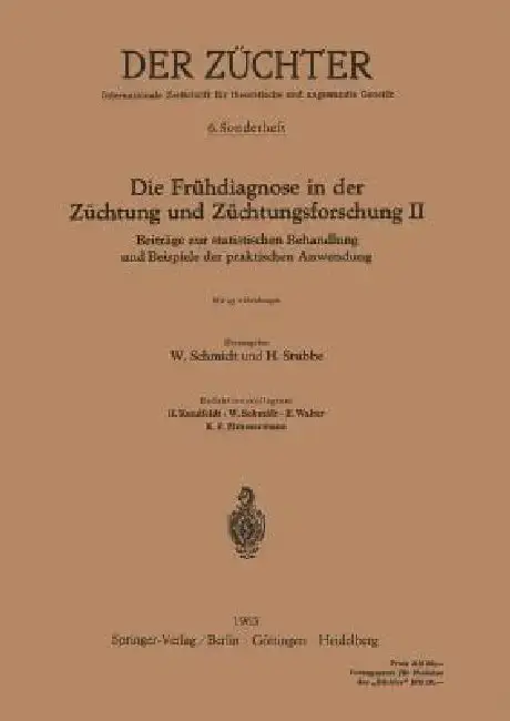 Cover of Die Frühdiagnose in Der Züchtung Und Züchtungsforschung II