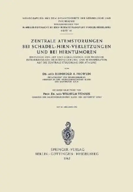 Cover of Zentrale Atemstörungen Bei Schädel-Hirn-Verletzungen Und Bei Hirntumoren